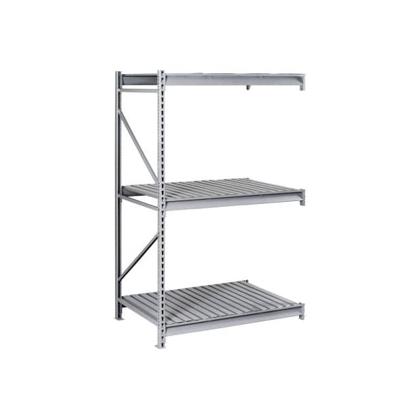 Tennsco Bulk Storage Rack - 96"W x 36"D x 120"H - Add-On - 3 Shelf Levels - Steel Deck - Light Gray